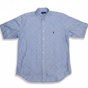 Polo by Ralph Lauren Blue Patterned Short-Sleeve Button-Down Shirt